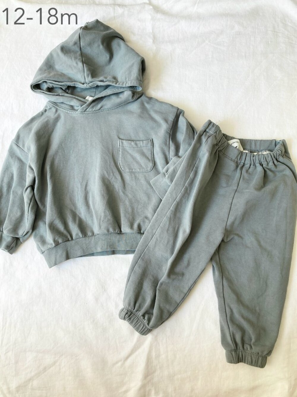 💙2/$25 H&M 12-18 Months Toddler Grey Pull Over Hoodie Sweatpants Match Set Fall